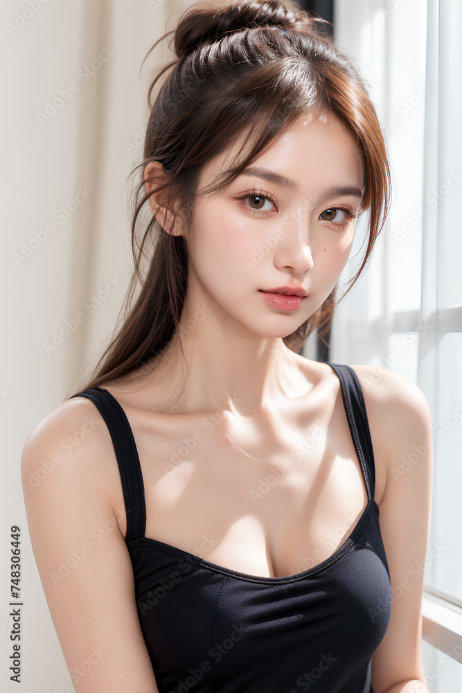 Gorgeous Young Female Model - Fashion or Cosmetics Model - Beauty with Perfect Fine Features - Beautiful Smooth Hair Gorgeous Young Female Model - Fashion or Cosmetics Model - Beauty with Perfect Fine Features - Beautiful Smooth Hair