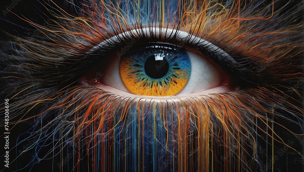 Eye Flow Abstract drawing of a human eye with a flow of information. Stock ...