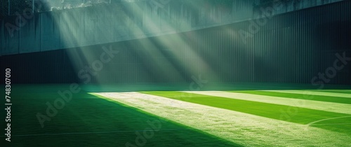 an empty artificial field with a light beam