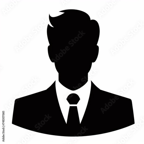 Silueta de hombre de negocios en un icono de fondo blanco que puede usarse como avatar o imagen de perfil