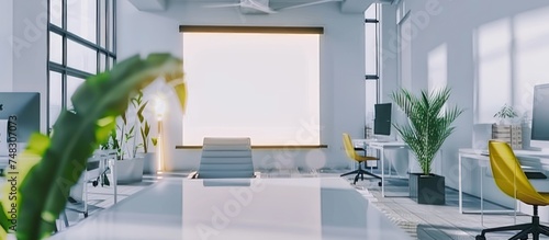 office interior with empty white mock up photo