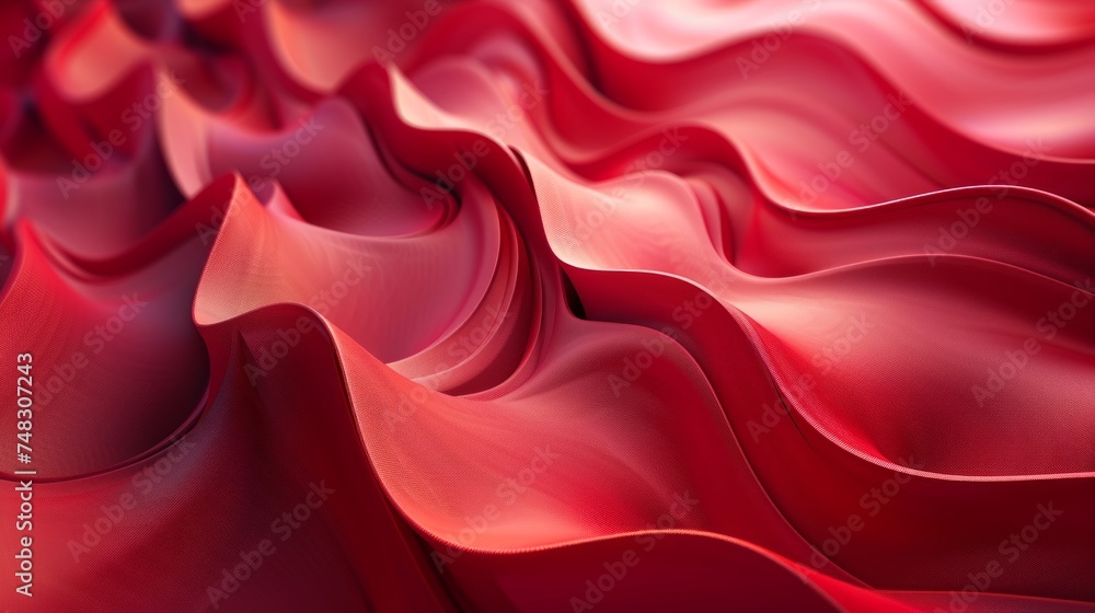 Fototapeta premium Vibrant Wavy Red Backdrop - Product Advertising Studio Generative AI