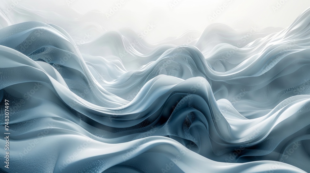 Chrome Neon Liquid Wave in Liquid Metal on White Background Generative AI
