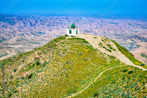 Solitary Shrine of Khalid Nabi on a Hilltop in Golestan Province, Iran photo