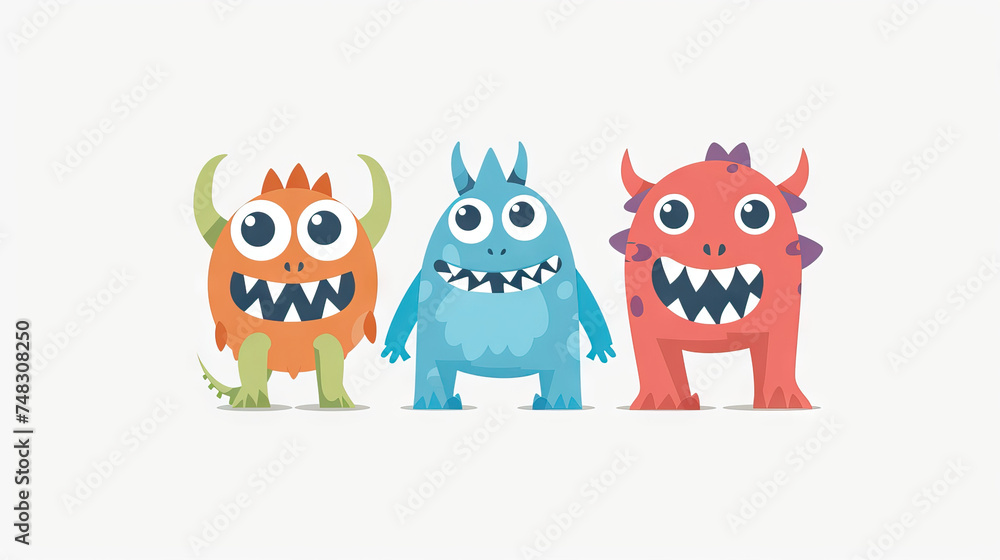 Monster Mash-Up: Playful and Friendly Monster Characters for Kids' Games. Icon Concept Isolated Premium Vector. White Background