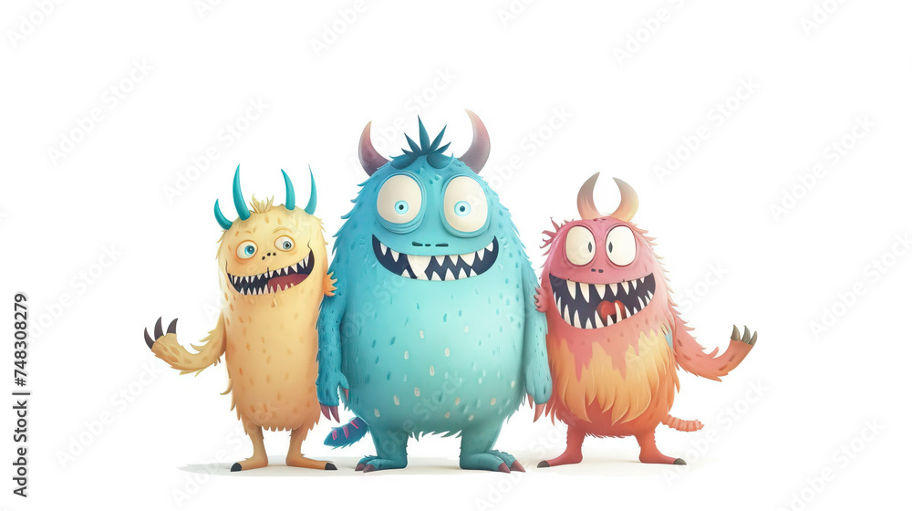 Monster Mash-Up: Playful and Friendly Monster Characters for Kids' Games. Icon Concept Isolated Premium Vector. White Background Monster Mash-Up: Playful and Friendly Monster Characters for Kids' Games. Icon Concept Isolated Premium Vector. White Background