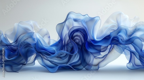 Abstract Shape Flowing Over White Background Generative AI