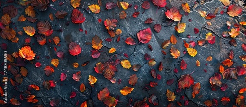 autumn leaves on the floor in various colors