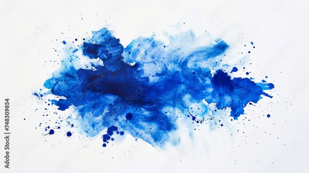 Blue Watercolor Stain on White Background Generative AI