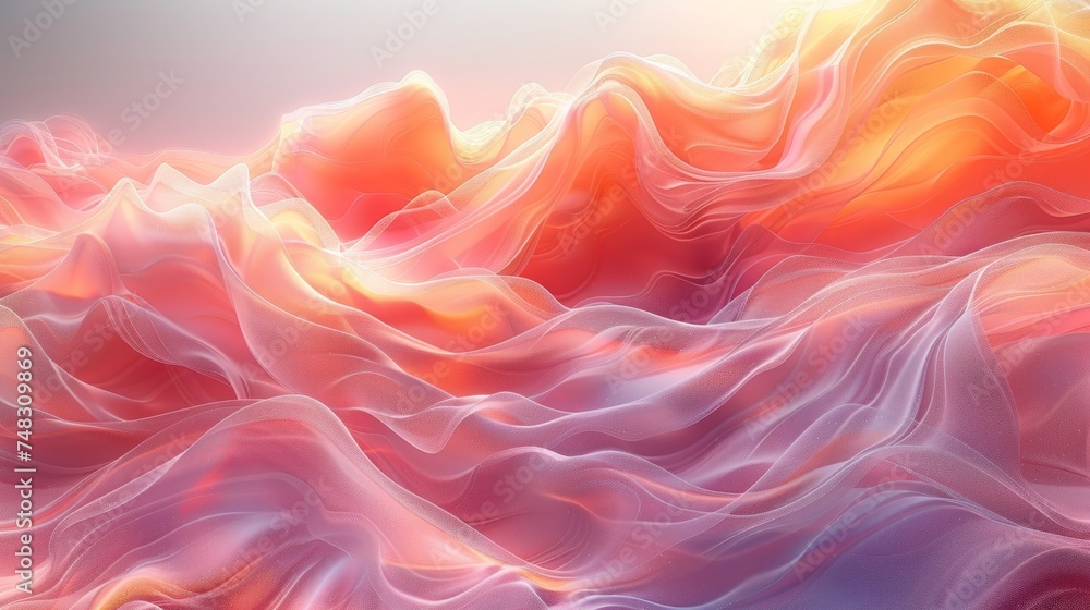 Obraz premium Vibrant Peach Wave Abstract Background Generative AI