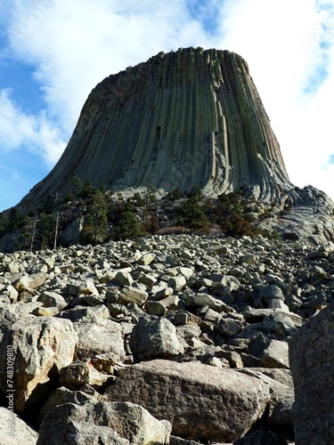 Side View of The Devils Tower in Wyoming USA