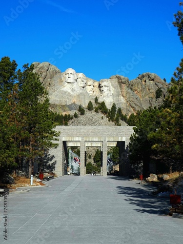 Entrance to the Mount Rushmore National Park with the Memorial Gateway in the view