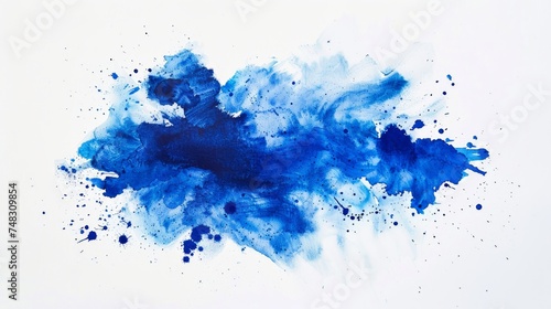 Blue Watercolor Stain on White Background Generative AI