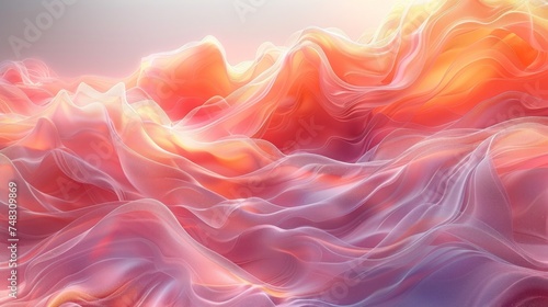 Vibrant Peach Wave Abstract Background Generative AI