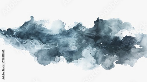 Grey Watercolor Stain on White Background Generative AI