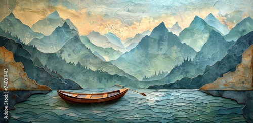 boat on the ocean painting