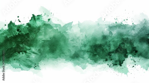 Green Watercolor Stain on White Background Generative AI