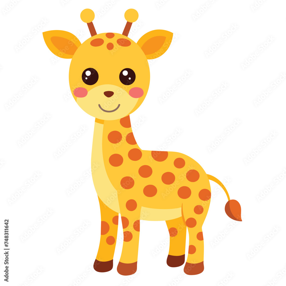 Fototapeta premium Cute cartoon giraffe vector illustration