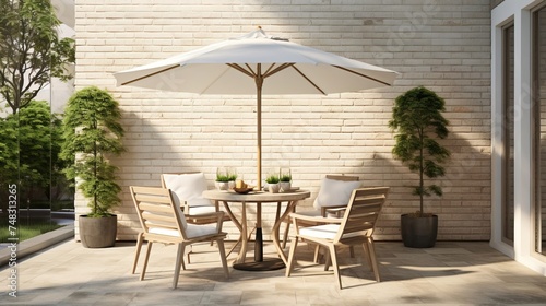 Modern Outdoor Cafe Design with Umbrellas