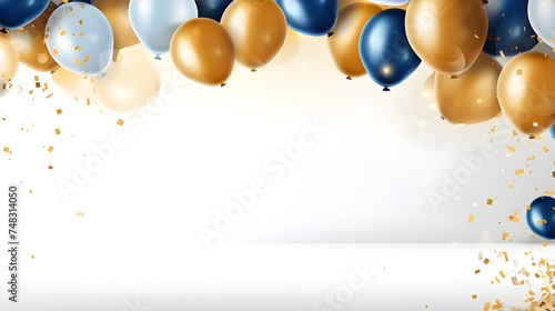 colorful party balloon decoration on white background. collection of colorful balloon space .balloons and falling foil confetti on white background for writing space  Celebration Extravaganza: Colorfu photo