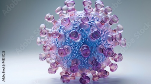 Microscopic View of Norovirus Particles Generative AI photo