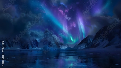 Beautiful Aurora northern lights of the polar night, Northern Lights mesmerizing allure, Vibrant celestial colors dance across the night sky © Ziyan