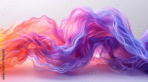 Neon Purple Abstract Shape Flow on White Background Generative AI