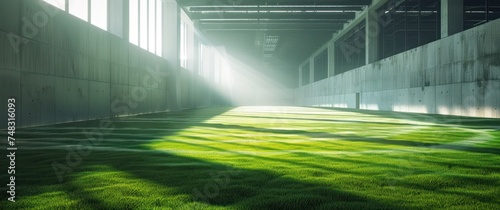 grass field in an indoor training sports field