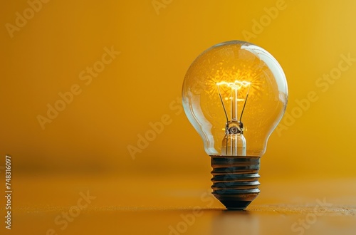 dim light bulb isolated on a yellow background