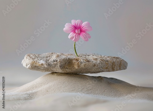 flower and balance on the asian sand