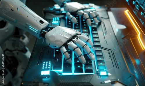 Futuristic AI robot hands t...