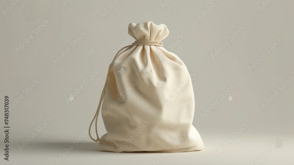 Minimal White Drawstring Bag in Clean Lighting Generative AI Minimal White Drawstring Bag in Clean Lighting Generative AI