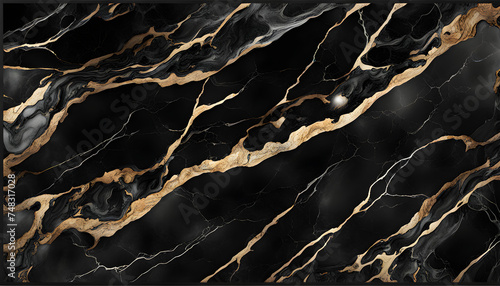 Widescreen image of black palette marbled with gold