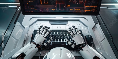 Futuristic AI robot hands t...