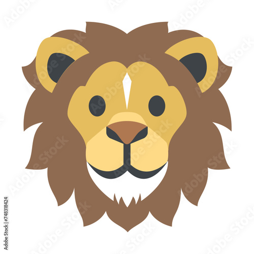 Fototapeta Naklejka Na Ścianę i Meble -  Lion vector icon. Isolated sign sticker emoji design of friendly, cartoon-styled face of a lion—the large cat and king of the jungle looking straight ahead 