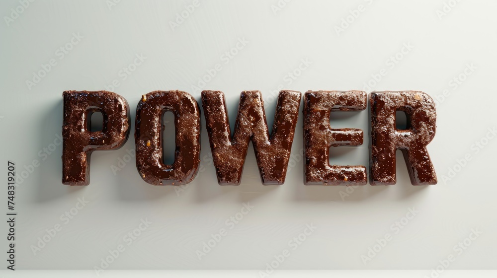 Power Textured Chocolate Bar with Toffee and White Background Generative AI Power Textured Chocolate Bar with Toffee and White Background Generative AI