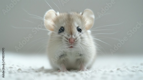 A small mouse perched atop a smooth white surface