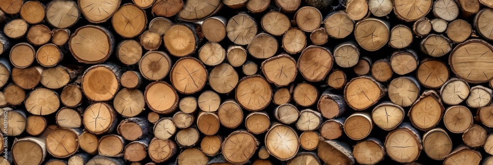 A pile of logs arranged on top of each other in a stack A pile of logs arranged on top of each other in a stack