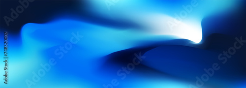 Bright blue holographic background. Abstract blue liquid gradient creative banner. Blurred soft blend color gradation minimalist background. Vector illustration.