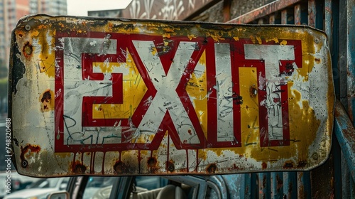 The Word 'Exit' in Red - Post-Apocalyptic Comic Book Style Generative AI