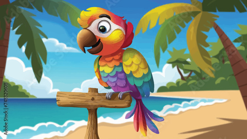 Explore the Vibrant World of Parrots: Flat Vector Illustration Offering Colorful Depictions of These Beautiful Birds. 