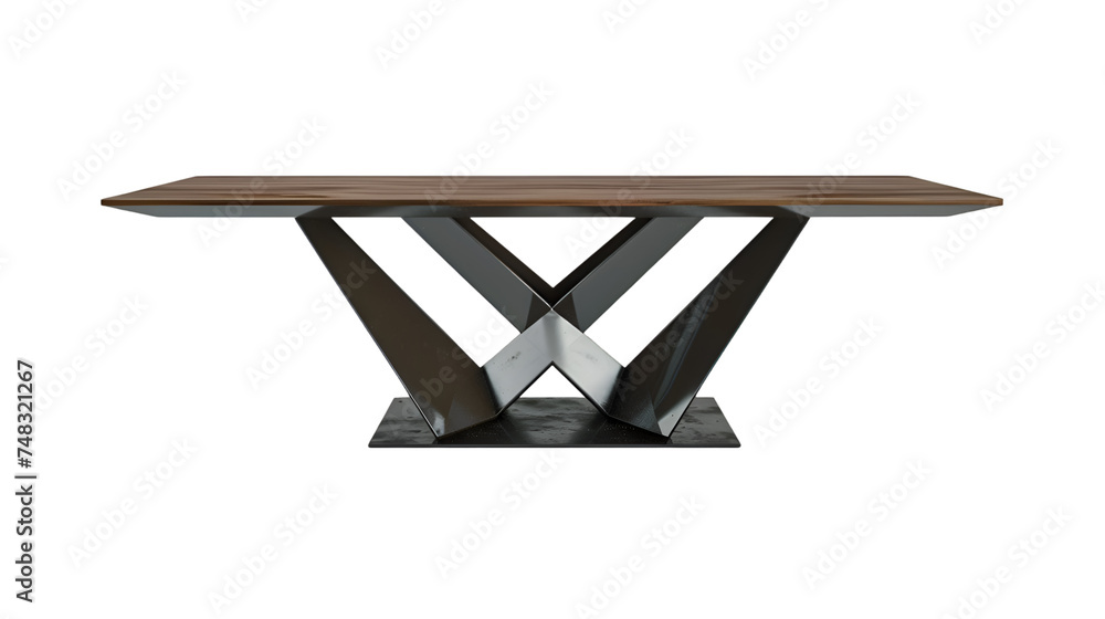 A modern wood and metal table featuring a sleek ultra design, showcased on, transparent background A modern wood and metal table featuring a sleek ultra design, showcased on, transparent background