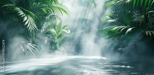 palm leaves is floating over the stage