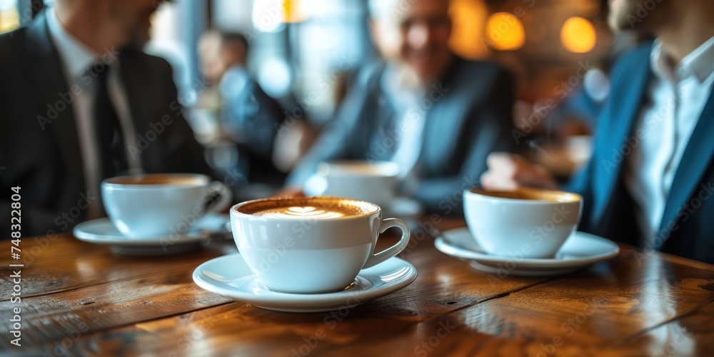 senior executives having coffee at a table, senior executives having coffee at a table,