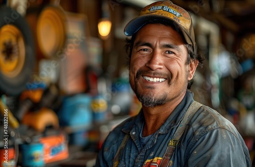 smiling male mechanic in work attire