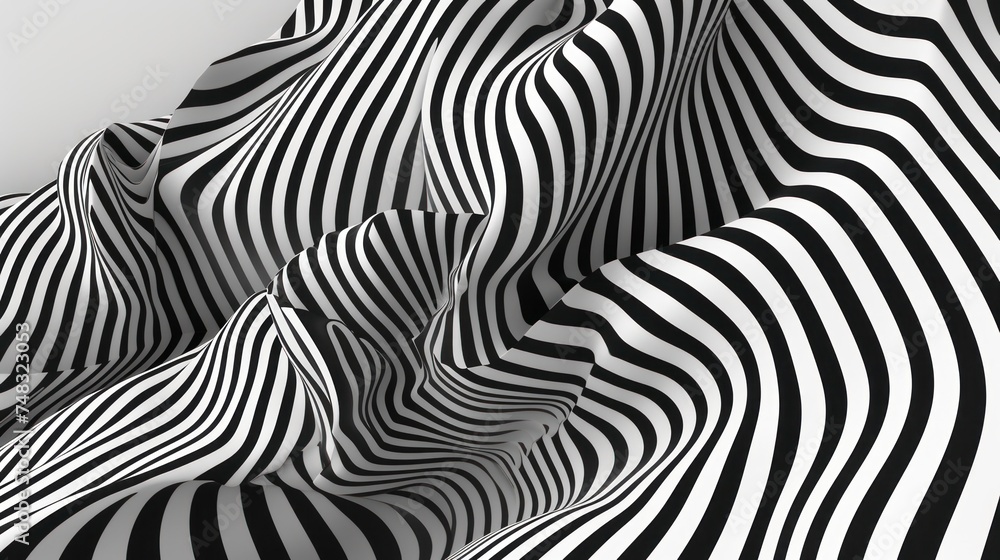 a black and white photo of a wavy surface with a black and white stripe pattern on the top of it. a black and white photo of a wavy surface with a black and white stripe pattern on the top of it.