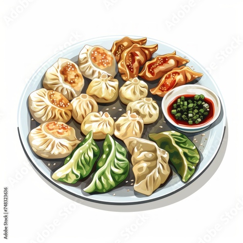 Assorted Dumplings with Varied Shapes and Fillings Generative AI