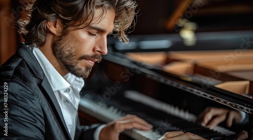 the portrait of a man playing piano