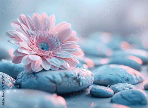 stones and beautiful flower