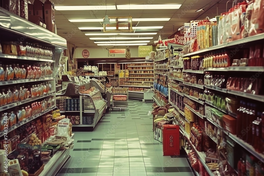 A view into a vintage supermarket.